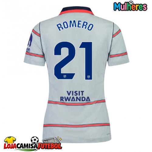 Camisa de Futebol Atletico Madrid Cristian Romero #21 Equipamento Alternativo Mulheres 2026-27 Manga Curta